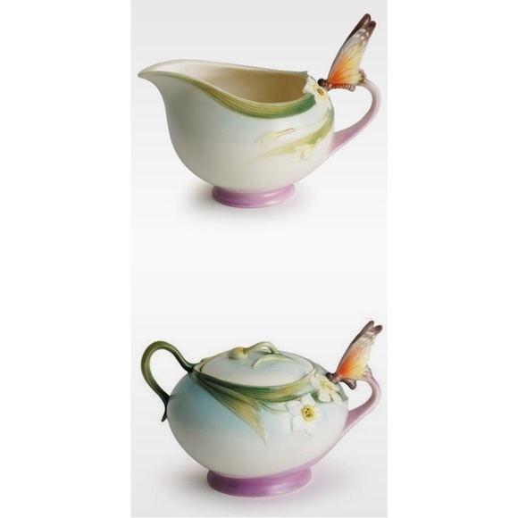RARE Franz Porcelain Collection "Papillon Butterfly" Creamer & Sugar Set - Picture 1 of 11